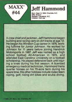1989 Maxx #44 Jeff Hammond Back