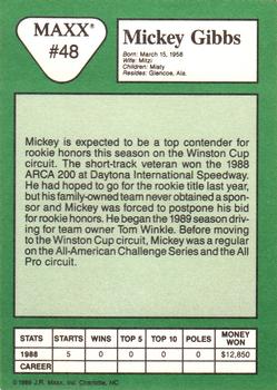 1989 Maxx #48 Mickey Gibbs Back
