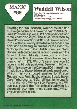 1989 Maxx #89 Waddell Wilson Back