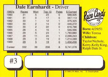 1990 Maxx #3 Dale Earnhardt Back