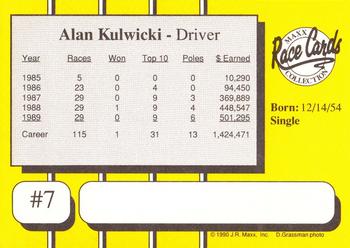 1990 Maxx #7 Alan Kulwicki Back