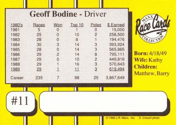 1990 Maxx #11 Geoff Bodine Back