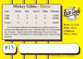 1990 Maxx #13 Mickey Gibbs Back