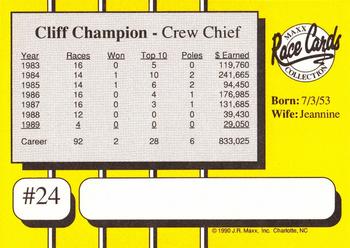 1990 Maxx #24 Cliff Champion Back