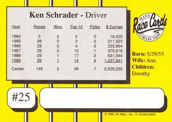 1990 Maxx #25 Ken Schrader Back