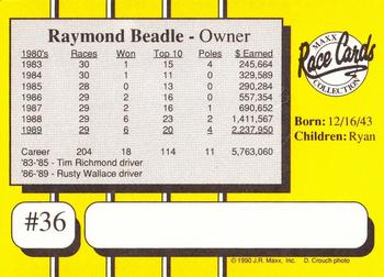 1990 Maxx #36 Raymond Beadle Back