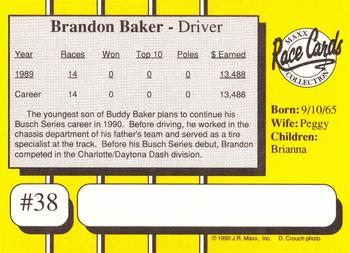 1990 Maxx #38 Brandon Baker Back