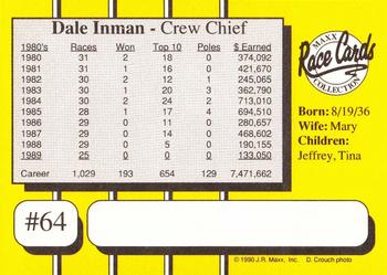 1990 Maxx #64 Dale Inman Back