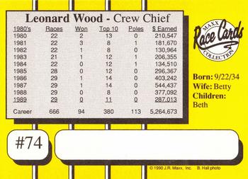 1990 Maxx #74 Leonard Wood Back