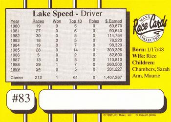 1990 Maxx #83 Lake Speed Back