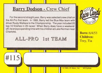 1990 Maxx #115 Barry Dodson Back