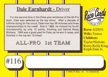 1990 Maxx #116 Dale Earnhardt Back