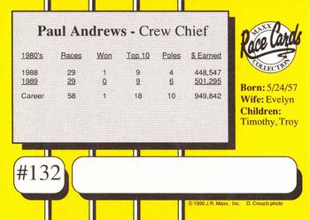 1990 Maxx #132 Paul Andrews Back