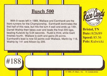 1990 Maxx #188 Busch 500 Back