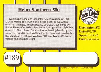 1990 Maxx #189 Heinz Southern 500 Back