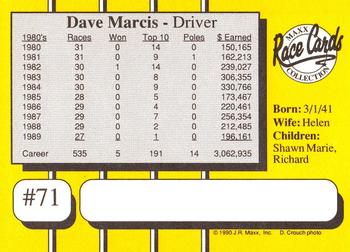 1990 Maxx #71 Dave Marcis Back