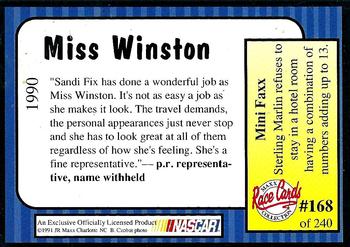 1991 Maxx #168 Miss Winston (Sandi Fix) Back