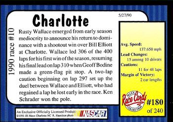 1991 Maxx #180 1990 Race #10-Charlotte Back