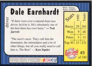 1991 Maxx #3 Dale Earnhardt Back