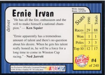 1991 Maxx #4 Ernie Irvan Back