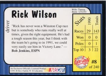 1991 Maxx #8 Rick Wilson Back