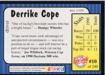 1991 Maxx #10 Derrike Cope Back
