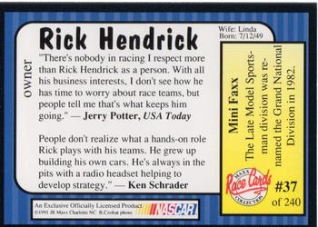 1991 Maxx #37 Rick Hendrick Back