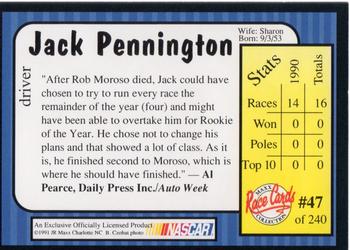 1991 Maxx #47 Jack Pennington Back
