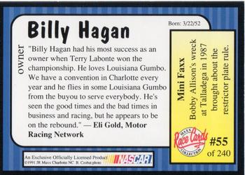 1991 Maxx #55 Billy Hagan Back