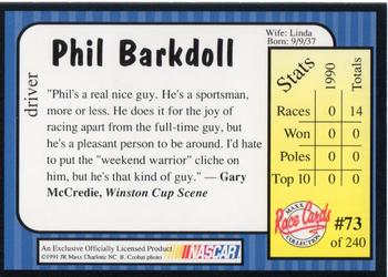 1991 Maxx #73 Phil Barkdoll Back