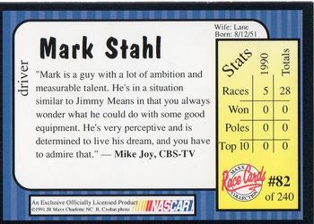 1991 Maxx #82 Mark Stahl Back