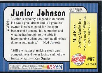 1991 Maxx #87 Junior Johnson Back
