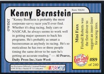 1991 Maxx #89 Kenny Bernstein Back