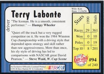 1991 Maxx #94 Terry Labonte Back