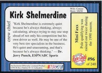 1991 Maxx #96 Kirk Shelmerdine Back