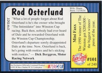 1991 Maxx #101 Rod Osterlund Back