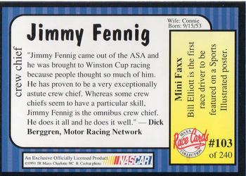 1991 Maxx #103 Jimmy Fennig Back