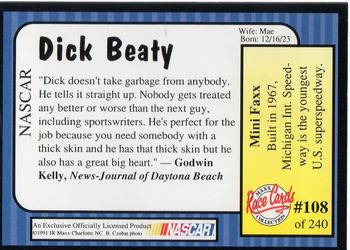 1991 Maxx #108 Dick Beaty Back