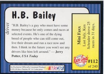 1991 Maxx #112 H.B. Bailey Back