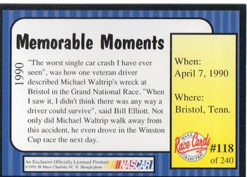 1991 Maxx #118 Michael Waltrip Crash Back