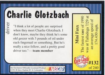 1991 Maxx #132 Charlie Glotzbach Back