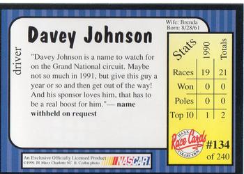 1991 Maxx #134 Davey Johnson Back