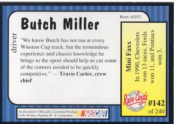 1991 Maxx #142 Butch Miller Back