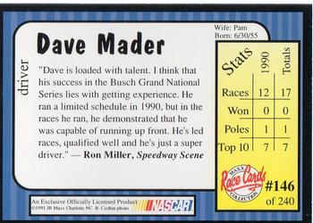 1991 Maxx #146 Dave Mader Back