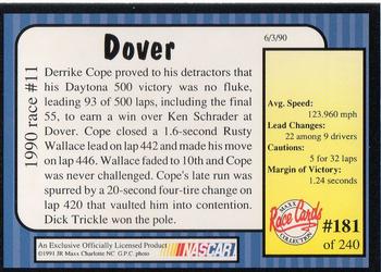 1991 Maxx #181 1990 Race #11-Dover Back