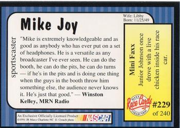 1991 Maxx #229 Mike Joy Back