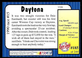1991 Maxx #185 1990 Race #15-Daytona Back