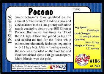 1991 Maxx #186 1990 Race #16-Pocono Back