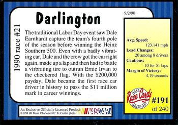1991 Maxx #191 1990 Race #21-Darlington Back