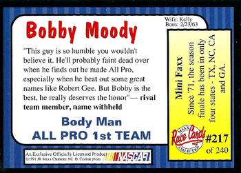 1991 Maxx #217 Bobby Moody Back